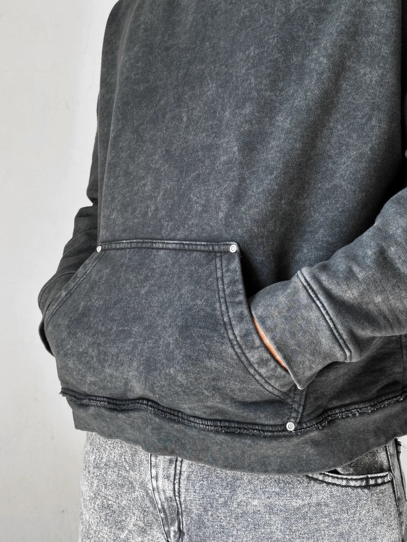 Hoodie riot stonewash rhino